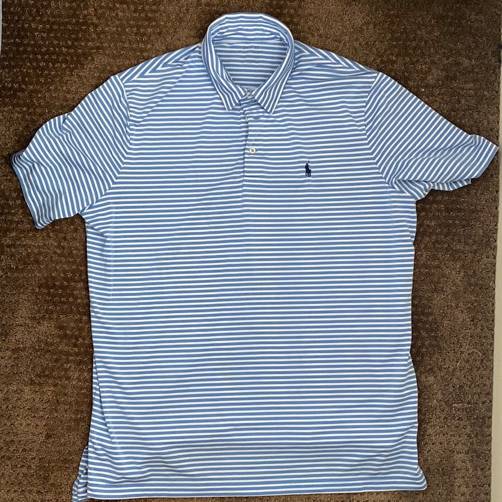 Light Blue and White Striped, Ralph Lauren, XL Polo
